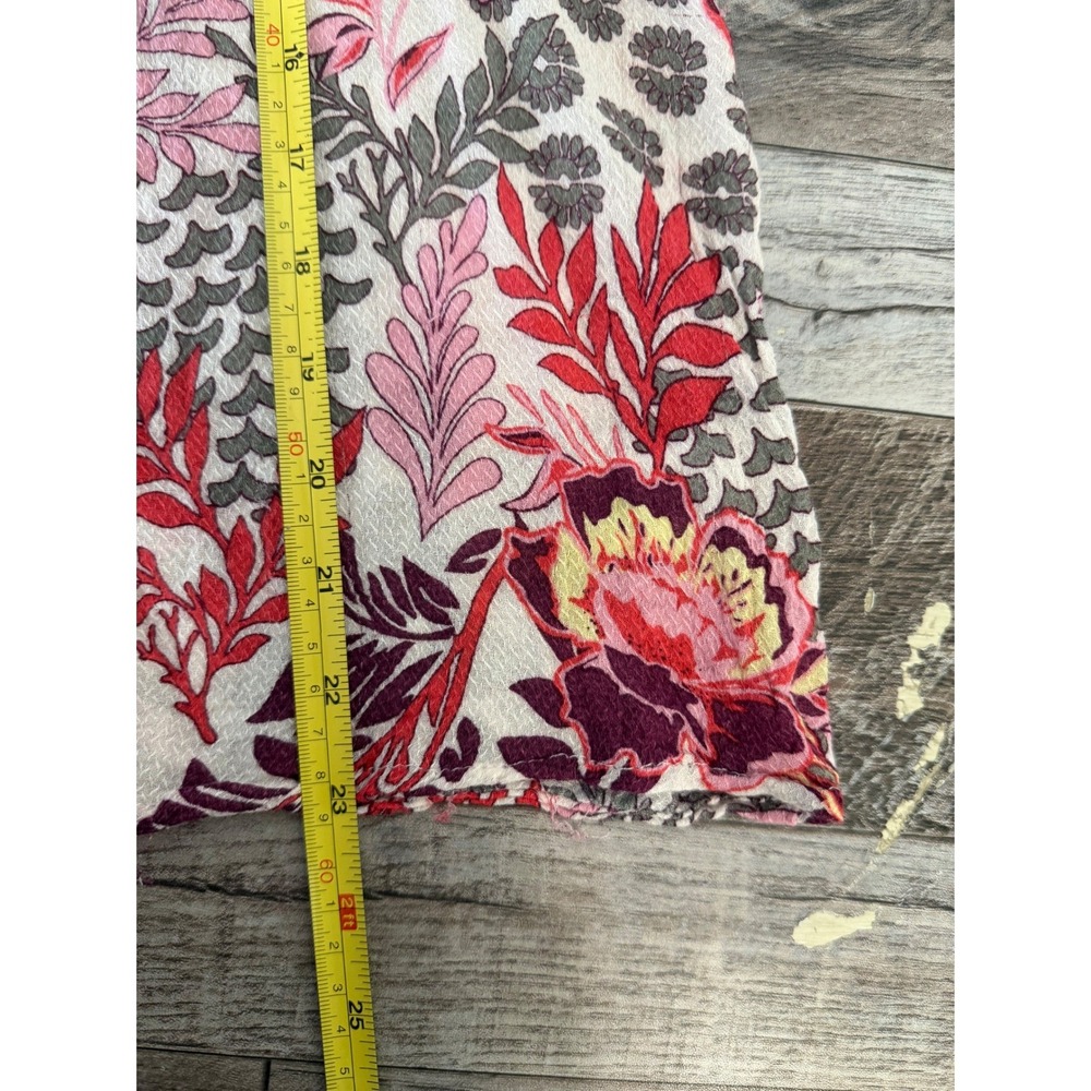 Knox Rose Floral Sleeveless Blouse Size Large Boho Peasant Top Pink Red - Picture 4 of 6